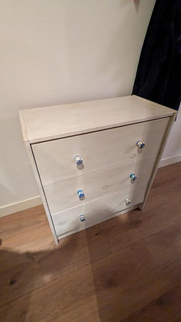 Ladekastjes met 3 lades 62 x 30 x 70 hoog - White wash, Huis en Inrichting, Kasten | Ladekasten, Gebruikt, Minder dan 100 cm, 50 tot 100 cm