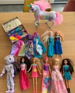 Barbies + eenhoorn + accessoires, Ophalen of Verzenden, Zo goed als nieuw, Barbie