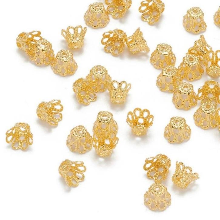 100 stuks goudkleurige beadscaps, Hobby en Vrije tijd, Kralen en Sieraden maken, Nieuw, Overige typen, Ophalen of Verzenden
