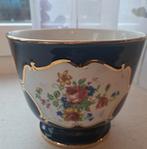 Vintage bloempot blauw porselein, Rond, Ophalen of Verzenden, Zo goed als nieuw, Aardewerk