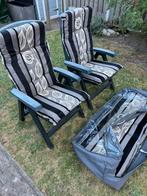 Jardin Tuinset: 4 tuinstoelen, 4 kussens en tafel, Tuin en Terras, Tuinsets en Loungesets, Ophalen, 4 zitplaatsen, Kunststof, Gebruikt