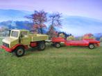 1/55 Mercedes Benz Unimog U1500 met dieplader i.z.g.st., Hobby en Vrije tijd, Modelauto's | 1:50, Ophalen of Verzenden, Gebruikt