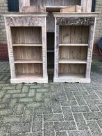 Indiase open India kast met oud oosters houtsnijwerk massief, Met plank(en), Verburgt Vintage, 100 tot 150 cm, Teakhout