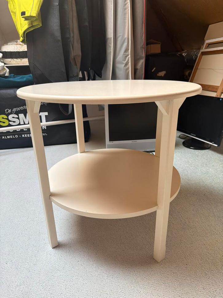 Leuk rond tafeltje, Huis en Inrichting, Tafels | Bijzettafels, Gebruikt, Rond, 45 tot 60 cm, 55 tot 75 cm, Hout, Ophalen