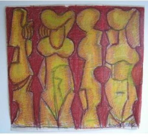 H.Bekman Sculptuur ontwerp (krijt) De Nieuwe Haagse School, Antiek en Kunst, Kunst | Tekeningen en Foto's, Ophalen of Verzenden