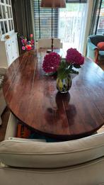 Ovale houten eettafel van acaciahout, Ophalen, 100 tot 150 cm, Klassiek, 150 tot 200 cm