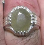 Saffier 7krt %100natuurlijk vintage zegelring groene saffier, Ophalen, 19 tot 20, Zo goed als nieuw, Dame of Heer