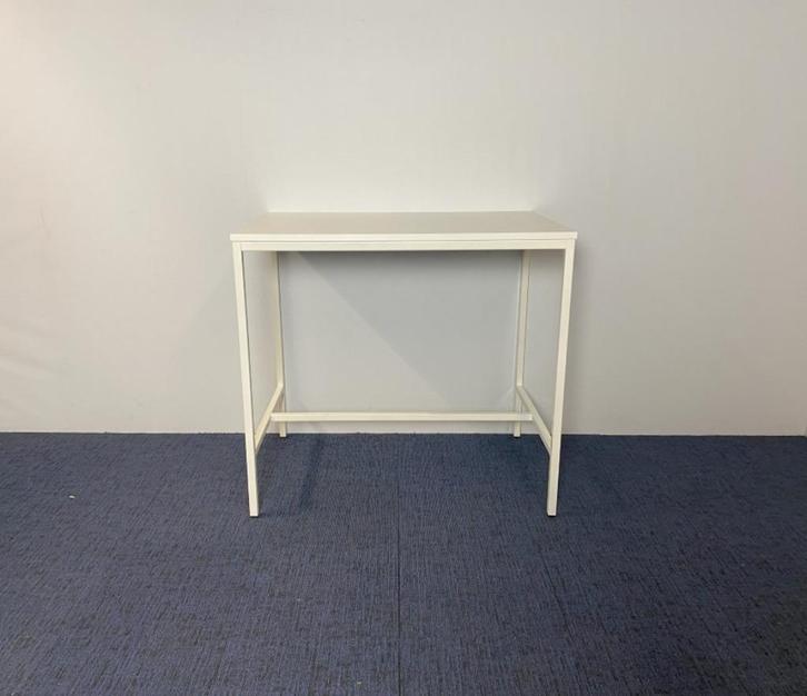 Hoge vergadertafel, wit blad, wit frame, 120 x 80 cm., Huis en Inrichting, Bureaus, Gebruikt, Ophalen