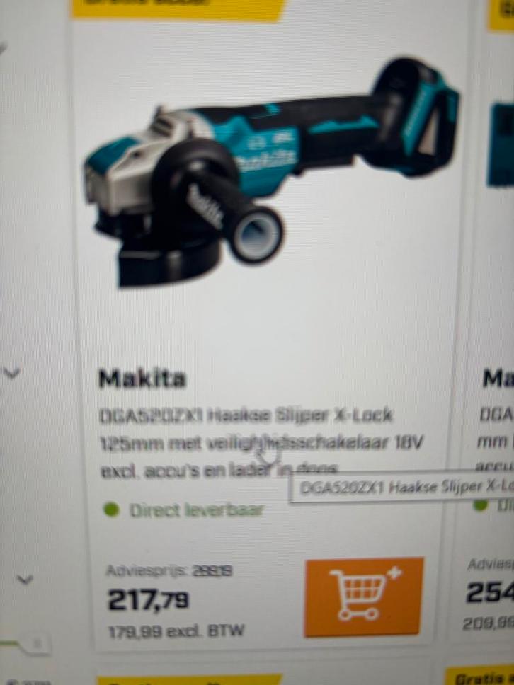 Makita DGA520ZX1 Haakse Slijper X-Lock 125mm, Doe-het-zelf en Verbouw, Gereedschap | Schuurmachines, Zo goed als nieuw, Bandschuurmachine