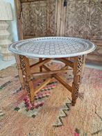 Marokkaanse koffietafel bijzettafel zilver, Huis en Inrichting, Tafels | Bijzettafels, Minder dan 55 cm, Rond, Nieuw, Ophalen of Verzenden