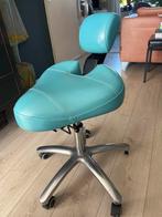 Zadelkruk met rugsteun van BQE - Blauw Leer, Huis en Inrichting, Bureaustoelen, Ophalen, Gebruikt, Blauw, Bureaukruk