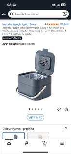 Joseph Joseph Compostbak 4L - Graphite, Huis en Inrichting, Kunststof, Nieuw, Ophalen of Verzenden, Minder dan 10 liter