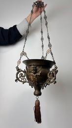 Antieke Franse cherub brons lantaarn met glas, Ophalen of Verzenden