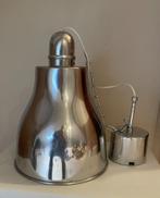 Zilverkleurige hanglamp met zilverkleurige ketting, Gebruikt, Ophalen of Verzenden, Metaal, Minder dan 50 cm