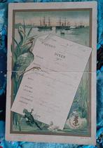 antieke menukaart uit Frankrijk van een oceaanschip, Ophalen of Verzenden
