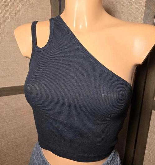 Weekday Zwarte top met één schouder, maat S, Kleding | Dames, Tops, Zo goed als nieuw, Maat 36 (S), Zwart, Zonder mouw, Verzenden