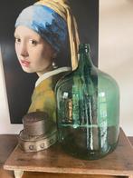 Vintage grote fles van groen glas, hoogte 53 cm, Antiek en Kunst, Ophalen