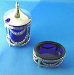 Sterling zilveren zoutvat  en mosterdpot Zweden., Ophalen of Verzenden, Zilver