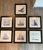 7x foto’s in lijst Klassieke zeilschepen 58x58 cm, Ophalen, Gebruikt, Hout, Minder dan 50 cm