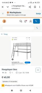 Witte IKEA hoogslaper met bureaublad, Huis en Inrichting, Slaapkamer | Stapelbedden en Hoogslapers, Ophalen, Gebruikt, Eenpersoons