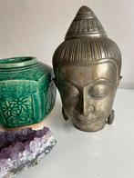 Vintage Zwaar Brons Boeddha Budha Beeld Hoofd Jaren 70, Antiek en Kunst, Ophalen of Verzenden, Brons