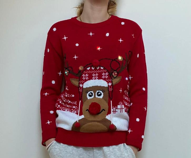 Kersttrui met lampjes 2XS, Kleding | Dames, Truien en Vesten, Gedragen, Maat 34 (XS) of kleiner, Rood, Ophalen of Verzenden