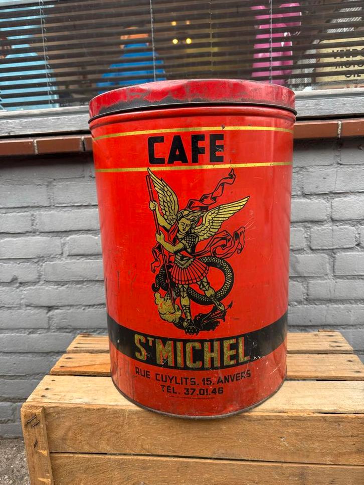Vintage Café S'Michel Blikken Bus, Antiek en Kunst, Antiek | Tin, Ophalen of Verzenden
