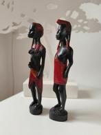 Afrikaanse houten beeldjes set van 2 - decoratie kunst, Ophalen of Verzenden, Gebruikt, Mens