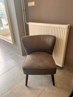 Twee Fauteuil stoelen grijs bekleed, Hout, Gebruikt, 75 tot 100 cm, Ophalen of Verzenden