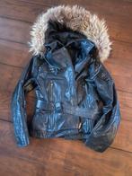 Leren jas met bontkraag, Ophalen of Verzenden, Zo goed als nieuw, Maat 36 (S), Zwart