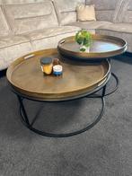 Salontafel & Bijzettafel Gold Zwarte poot 2x rond, Ophalen, Nieuw, Rond, Minder dan 55 cm