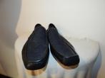 Gucci leren loafers zwart leer deels stof monogram print 44, Loafers, Verzenden, Zwart, Zo goed als nieuw