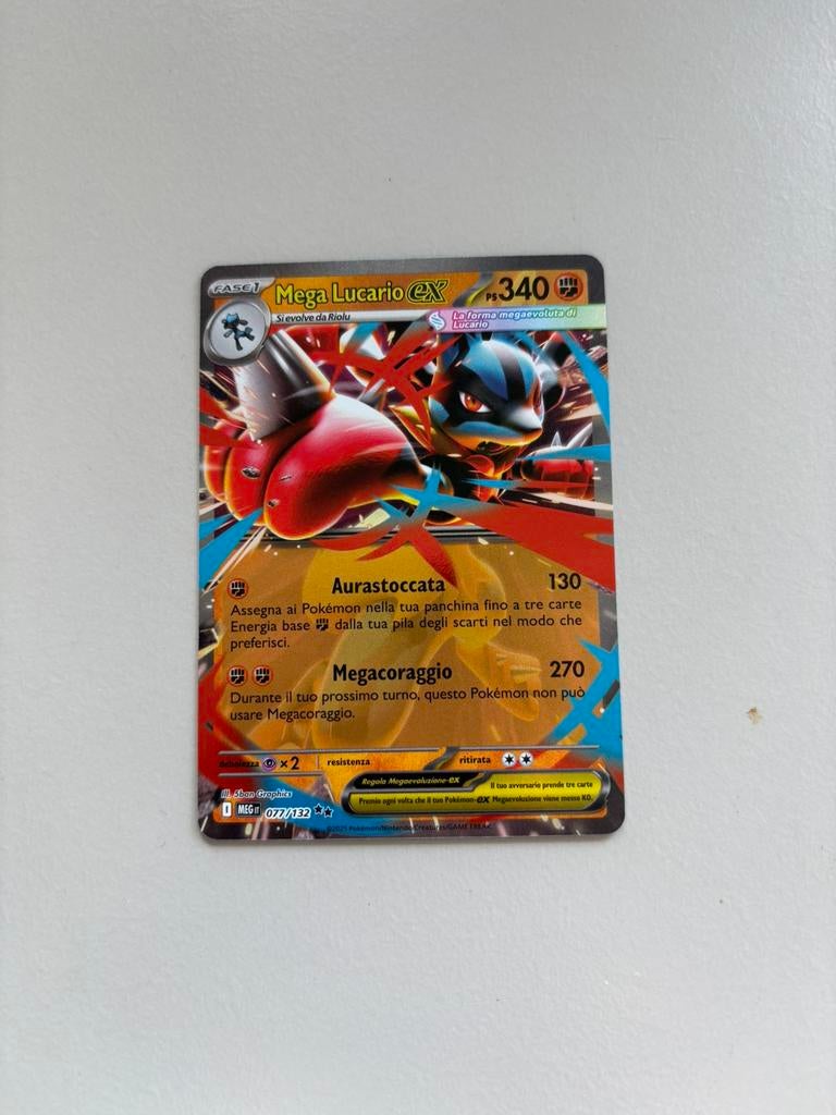 Mega Lucario EX Pokemon kaart (077/132), Ophalen of Verzenden, Zo goed als nieuw