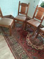 Stabiele houte stoelen met stoffe zitting, Antiek en Kunst, Ophalen