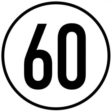 Tempo 60 km vinyl sticker voor uw veiligheid beschikbaar voor biedingen