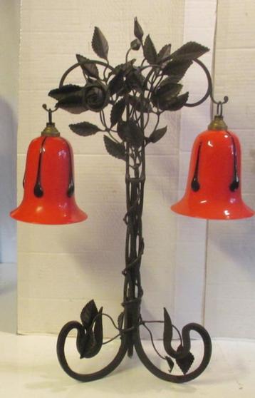 originele smeedijzeren art deco staanlamp Loetz Powolny beschikbaar voor biedingen