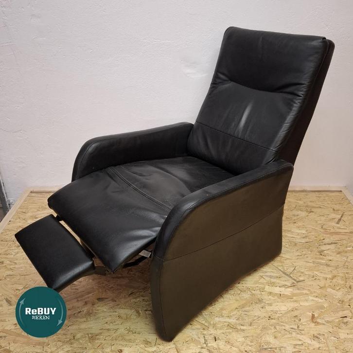 Relaxfauteuil, Huis en Inrichting, Fauteuils, Gebruikt, Hout, Leer, Metaal, 50 tot 75 cm, 75 tot 100 cm, Ophalen