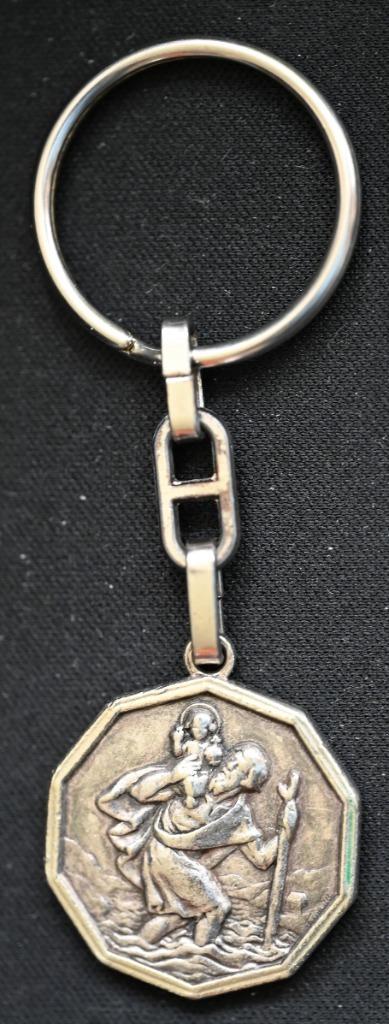 Unieke Christoffel Sleutelhanger – Verzilverde Look ️, Verzamelen, Sleutelhangers, Zo goed als nieuw, Knuffel of Figuurtje, Ophalen of Verzenden