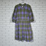 Vintage Jurk Maat 42 Groen Paars Wol Midi Wollen Ruiter, Verzenden, Maat 42/44 (L), Wollen Ruiter, Gedragen