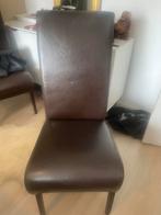 6 lederen bruine eetkamerstoelen, Huis en Inrichting, Stoelen, Ophalen, Gebruikt, Bruin, Leer