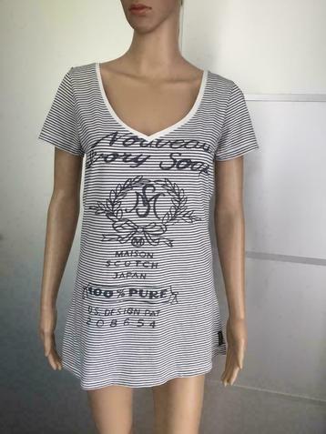 D624 Maison Scotch maat 2=S=36 t-shirt top tuniek wit/grijs