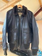 Vintage Leren Pilotenjack met Bontkraag, Ophalen of Verzenden, Gedragen, Overige maten, Bruin