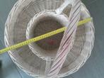 Vintage Grote witte mand met dubbele ring, ronding en handsv, Ophalen, Gebruikt, Mand, Rond