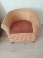 RIETEN STOEL INCLUSIEF KUSSEN, Huis en Inrichting, Stoelen, Ophalen, Zo goed als nieuw, Bruin, Eén