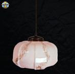 Antieke Art Deco Hanglamp met licht Roze gemarmerd glas, Huis en Inrichting, Lampen | Hanglampen, ., Art Deco / antiek, Ophalen of Verzenden