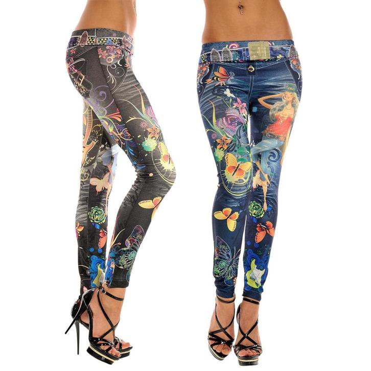 Denim skinny pop art legging (damse vrouwen spijkerbroek), Kleding | Dames, Broeken en Pantalons, Nieuw, Maat 38/40 (M), Overige kleuren