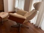Time Out design Relaxfauteuil wit leer met hocker, Ophalen of Verzenden, Zo goed als nieuw, 50 tot 75 cm, Leer