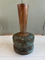 Metalen vaas groen koper, Overige materialen, Ophalen of Verzenden, Zo goed als nieuw, Minder dan 50 cm