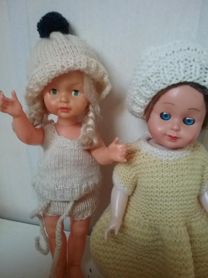 2 oude celluloid popjes met slaapogen., Verzamelen, Poppen, Gebruikt, Pop, Ophalen of Verzenden