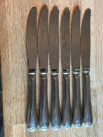 Vintage set van 6 zilveren messen beschikbaar voor biedingen